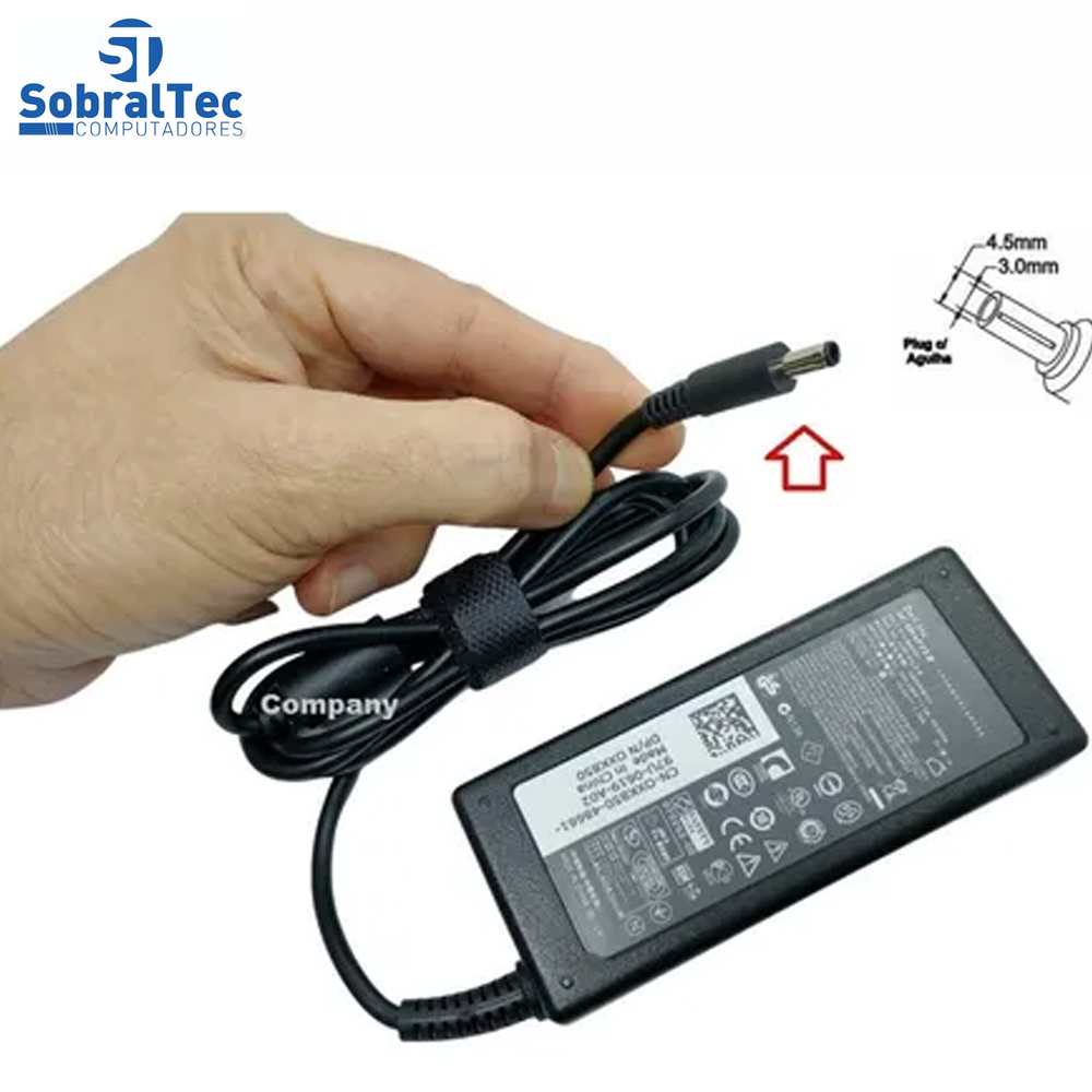 Fonte Para Notebook Dell Inspiron, Xps 65W 19.5v 3.34A  4.5mm x 3.0mm 11 13 14 15 3000 5000 7000 Series