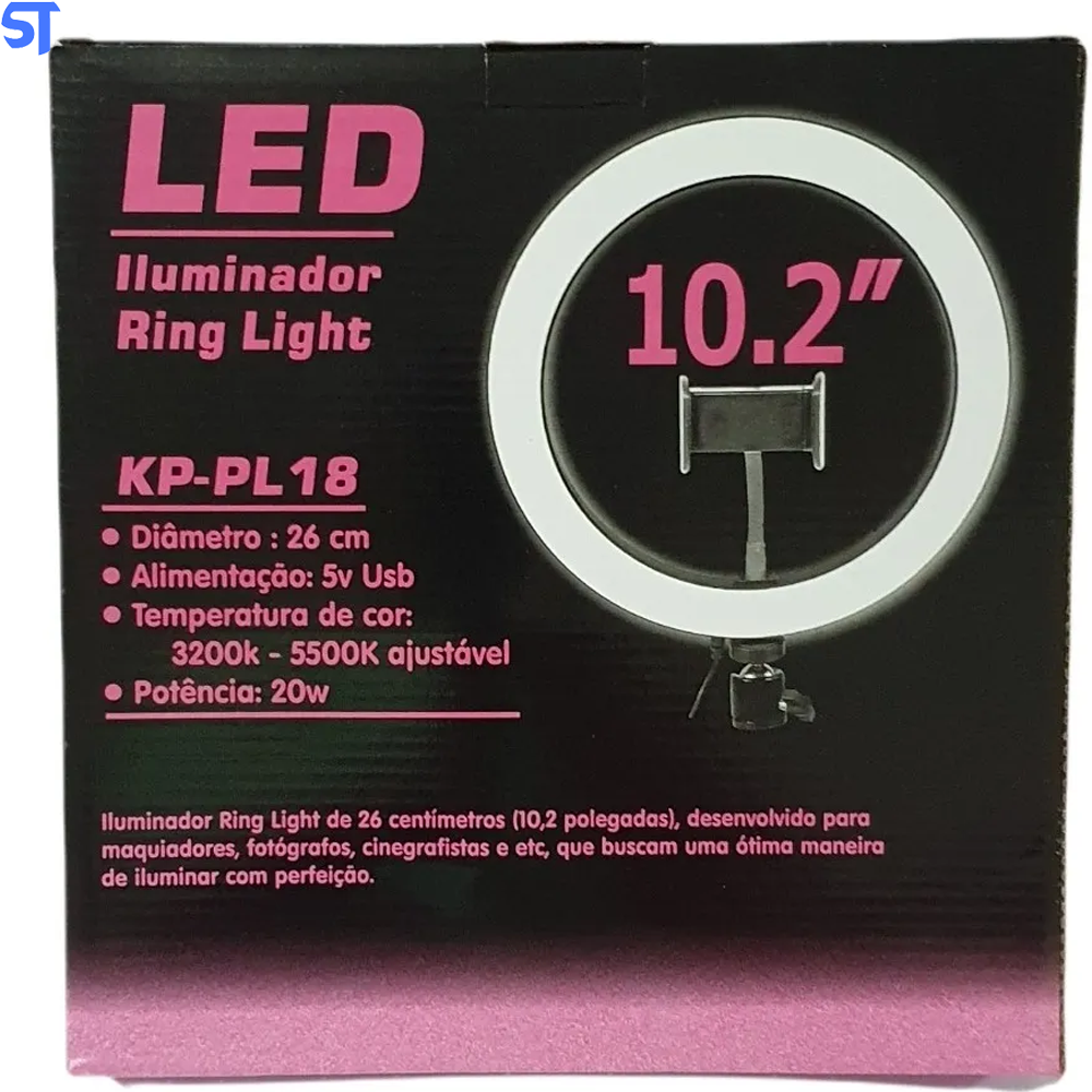Iluminador Led Ring Light 26Cm 10.2" Knup KP-PL18