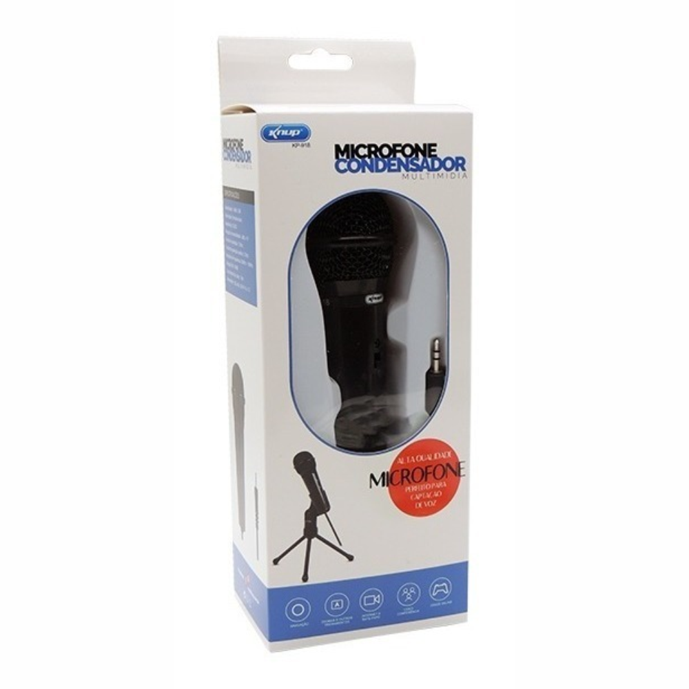 Microfone Condensador Multimídia Knup Kp-918 De Alta Qualidade Com Tripé