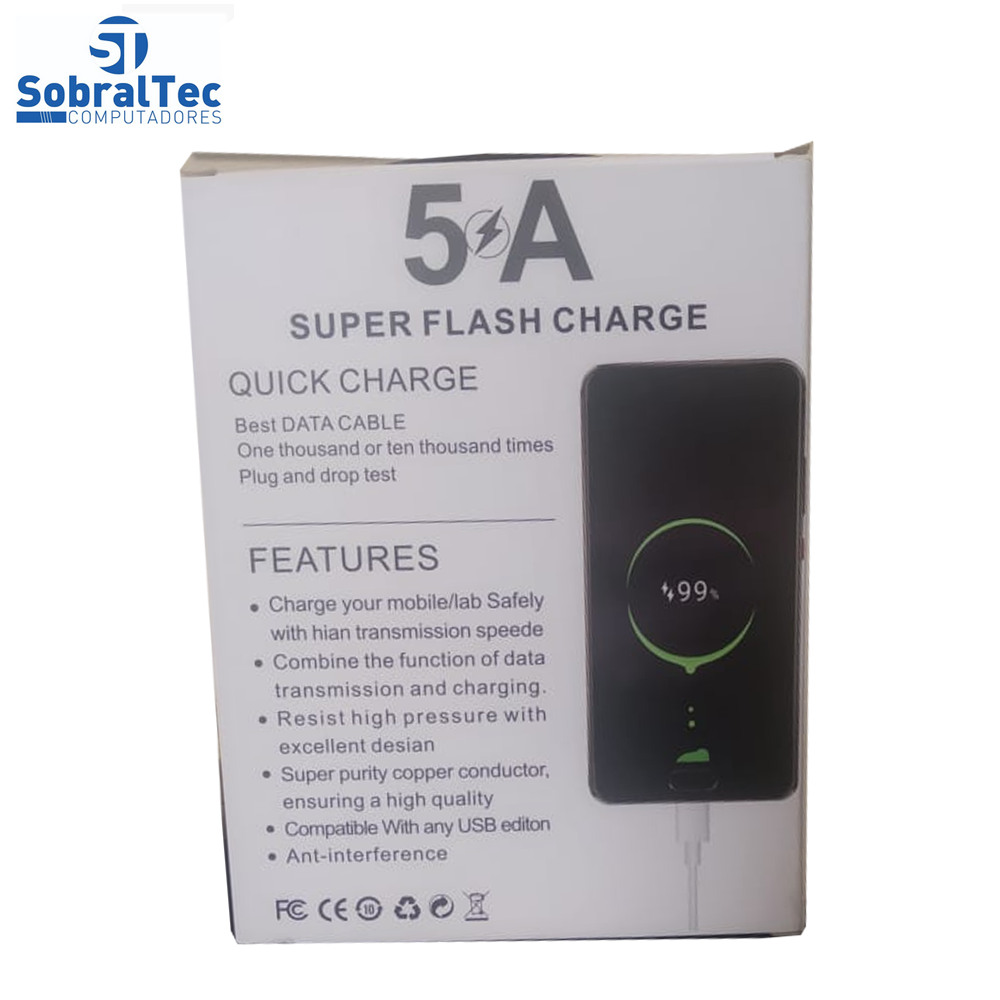 Cabo de Transferência Rápida Tipo C Para Tipo C