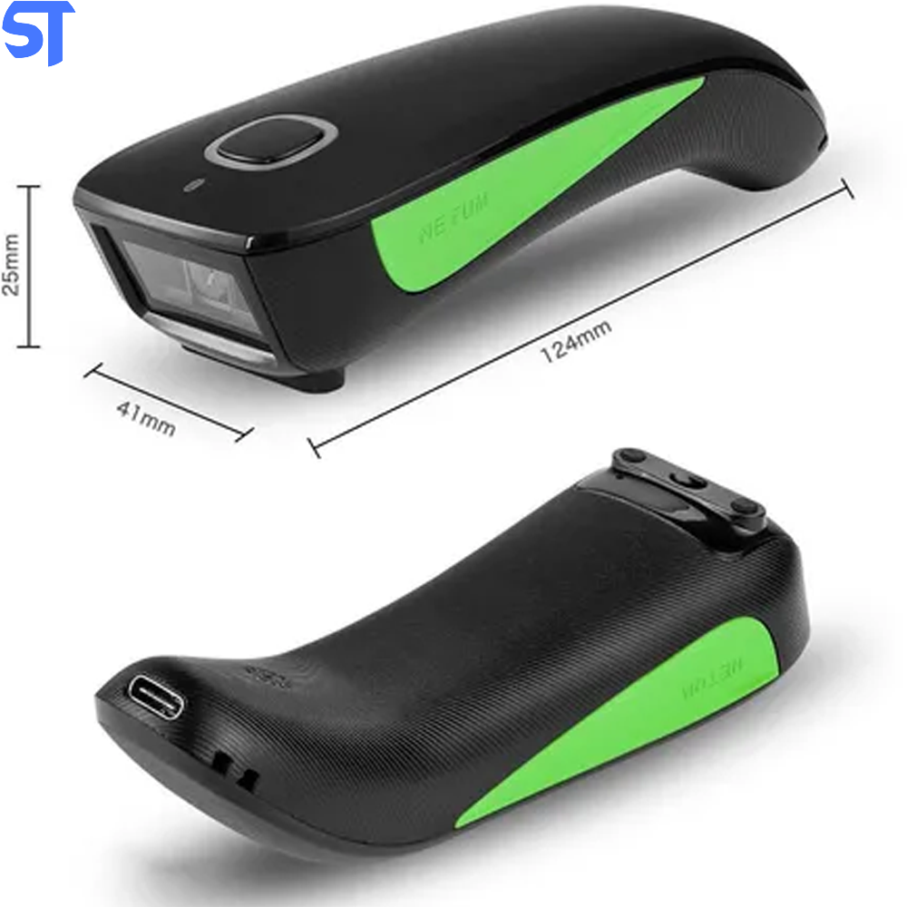 Leitor Código De Barras Bluetooth 1D E USB NETUM C740 Preto Com Verde