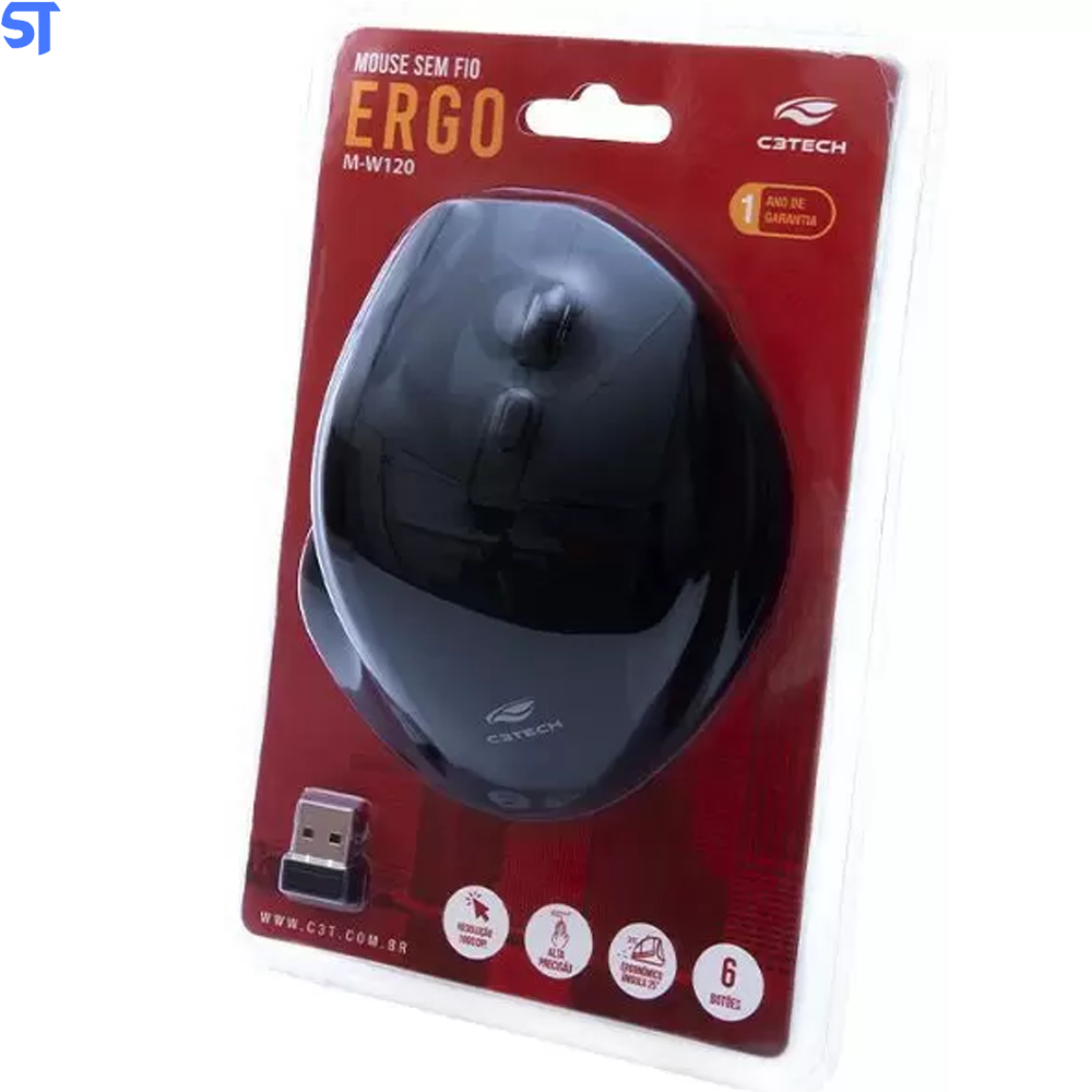 Mouse Sem Fio RC/Nano Ergo M-W120BK C3Tech