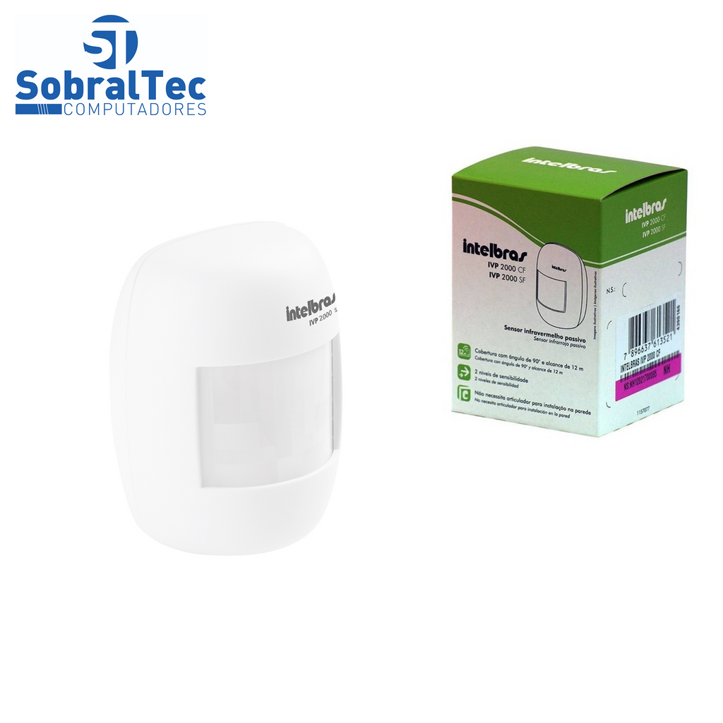 Sensor de Presença Infravermelho IVP 2000 SF Intelbras Sem Fio Alcance de 12mts