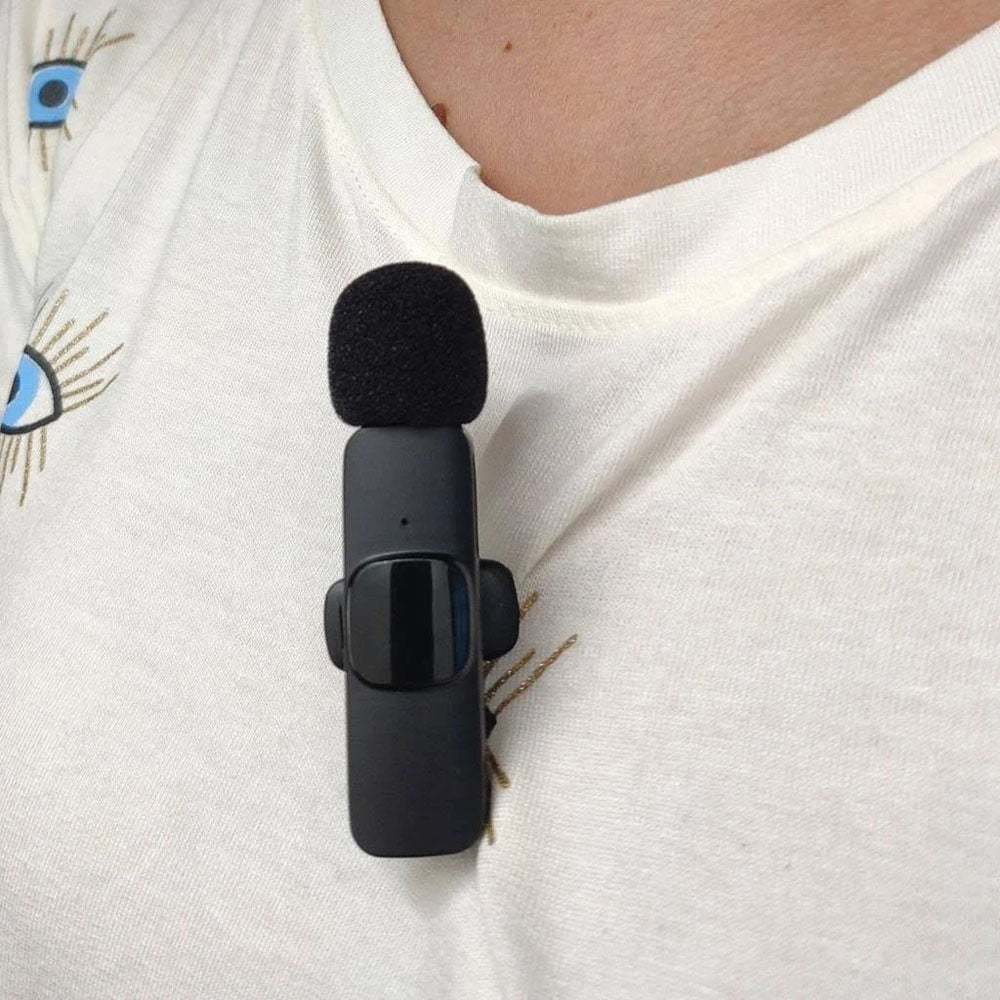 Microfone Condensador De Lapela Wireless / Sem Fio 2.4Ghz K9 Tipo C