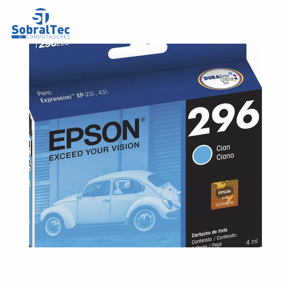 Cartucho de Tinta Epson 296 Azul 250 Paginas T296220 BR