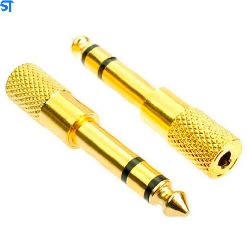 Plug Adaptador Gold P2 / P10 Stereo Para Fone De Ouvido