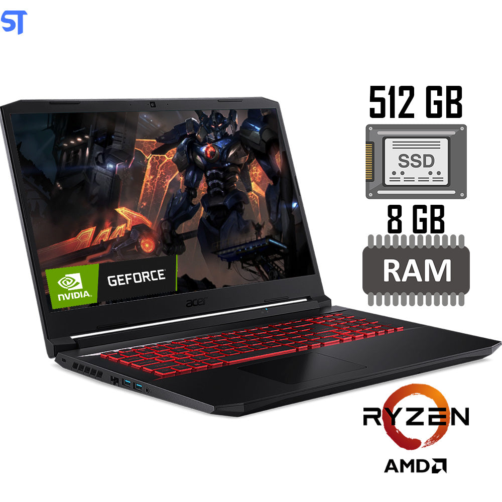 Notebook Gamer Acer Nitro Ryzen 5-5600H, 8GB RAM, GTX 1650, SSD 512GB, 15.6 Full HD, Windows 11, Preto - AN515-45-R91A