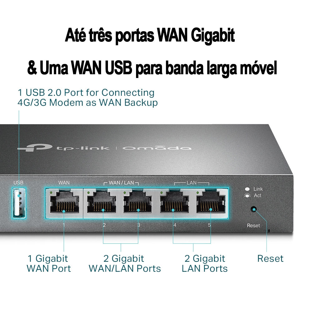 Load Balance Roteador Vpn Gigabit Router Tp-link Omada ER605 TL-ER605 SMB Multi-Wan Gigabit, Safestream