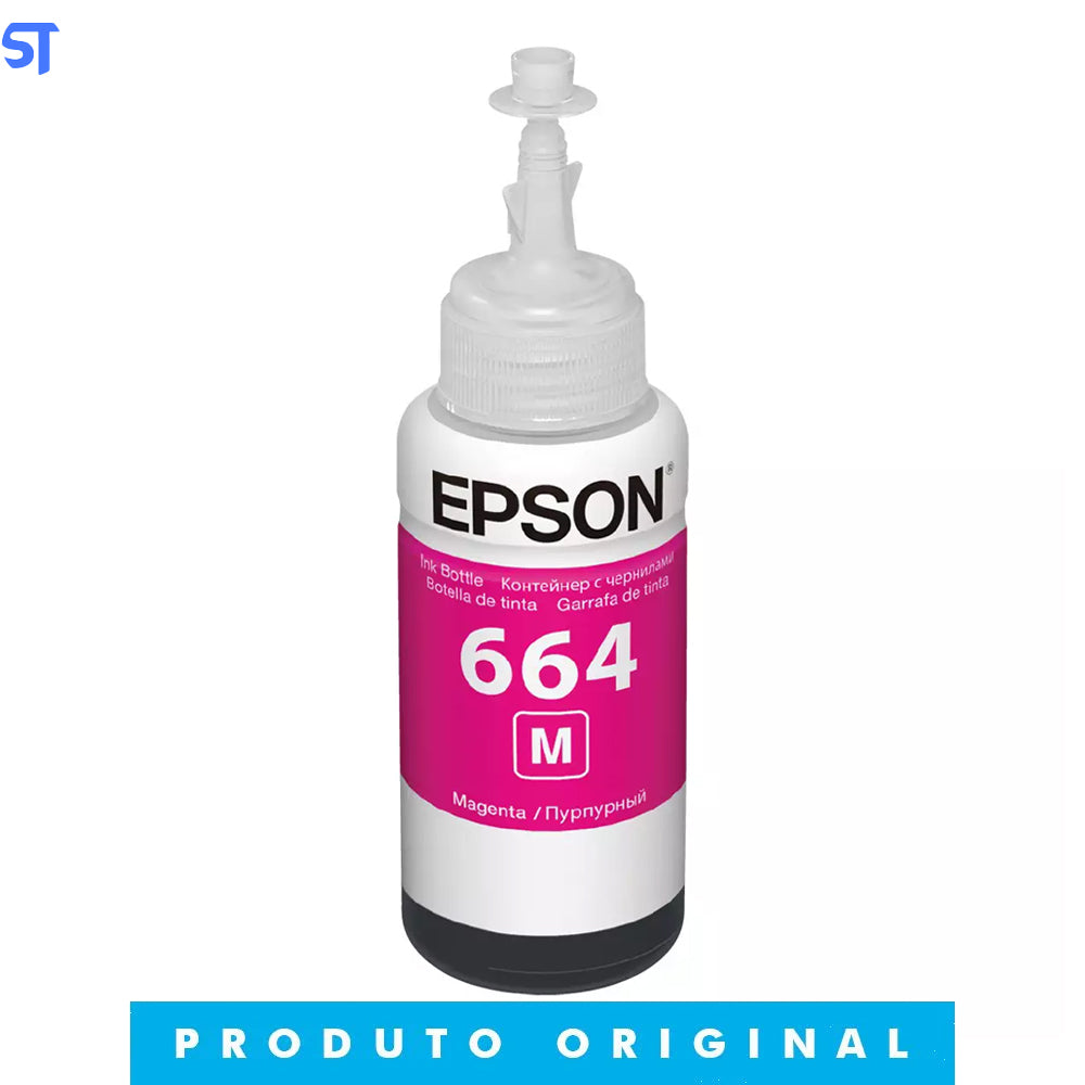 Refil de Tinta Epson 664 Vermelho T664320 AL  Original - Rende até 6.500 Paginas Para Ecotank L110 / á  L395 / L495