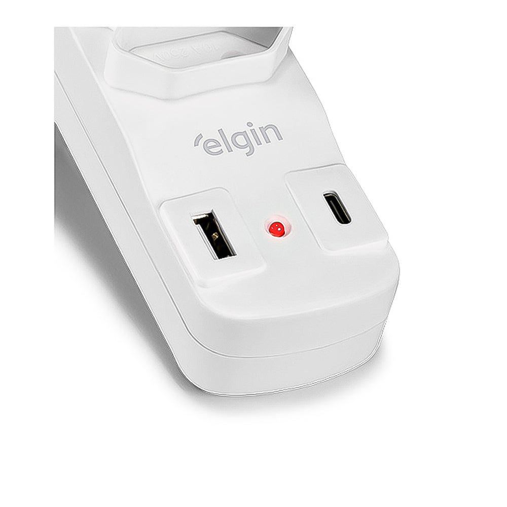 Filtro de  Linha 2 Tomadas  + USB + Tipo A+C 10A Elgin 46RFL3020USB