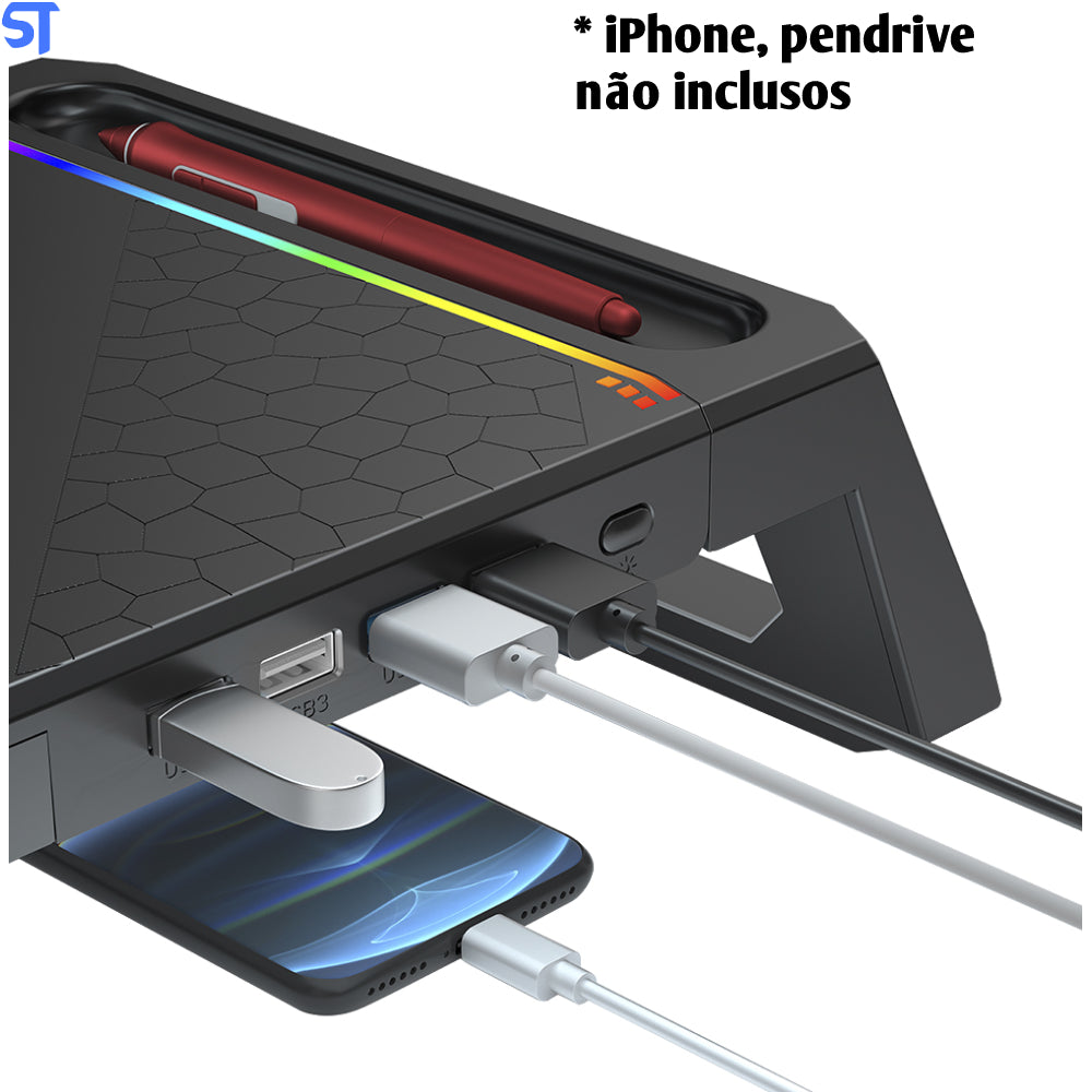 Base Para Monitor BM-L100BK RGB C3Tech Gaming