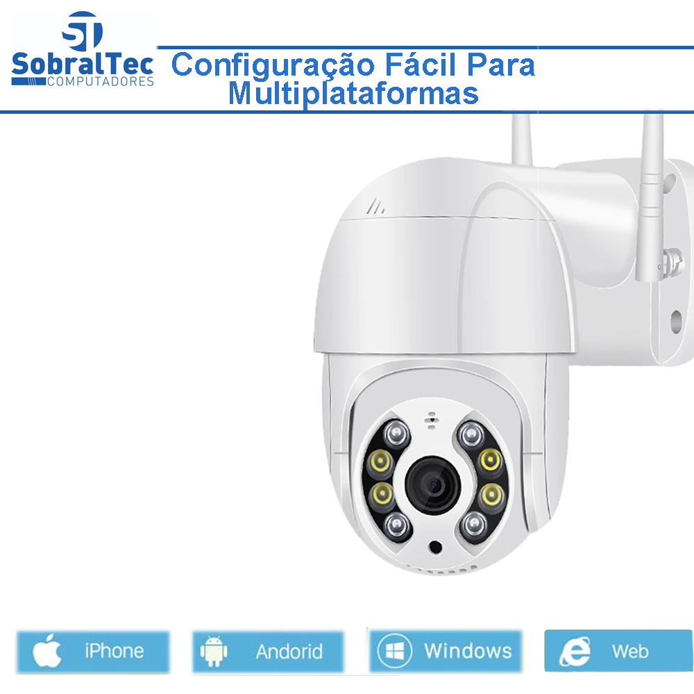 Câmera IP Mini Speed Dome WI-FI Externa 3MP Com Cartão SD 64GB -Alerta De Duas Vozes- Detecção Humana Áudio Visão Noturn