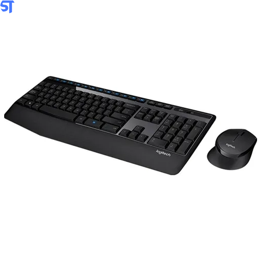 Teclado e Mouse Logitech Multimídia Wireless Mk345 Com Apoio de Braco Preto