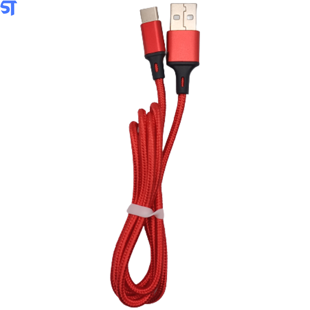 Cabo Tipo C Trançado Em Nylon Tubo 1 Metro Inova- Vermelho