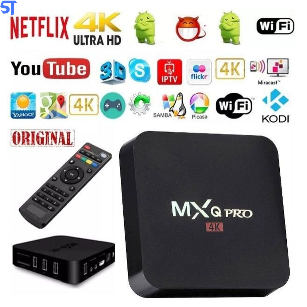 Tv Box Android MxQ Pro 4K 4Gb Ram 32Gb Memória Cpu 64Bit Com Controle
