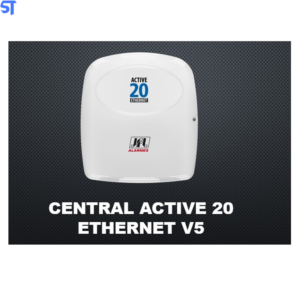 Central Alarme JFL Ethernet Active 20, Acesso via Aplicativo Celular, Monitorável até 22 zonas Com Teclado