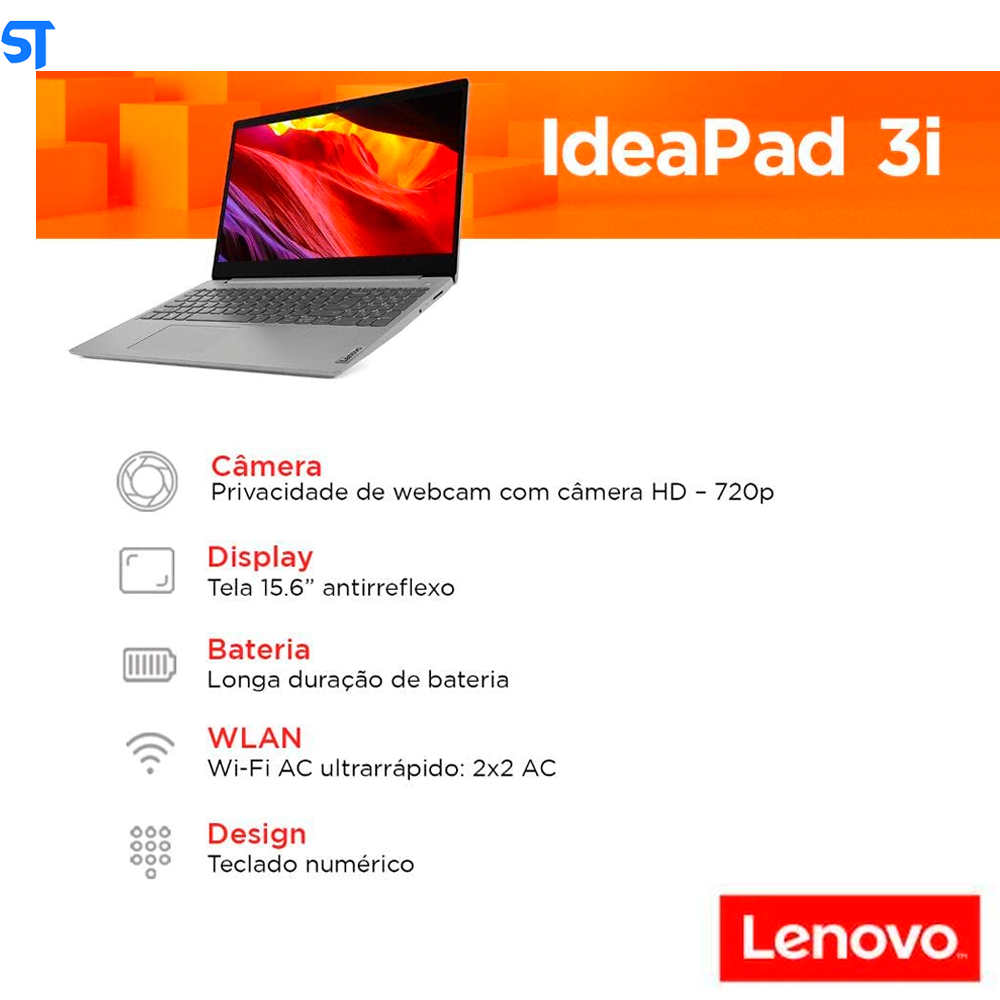 Notebook Lenovo IdeaPad Core i7-1165G7 - Ram 8GB -256GB SSD- Placa de Vídeo Intel Iris® Xe Windows 11 15.6