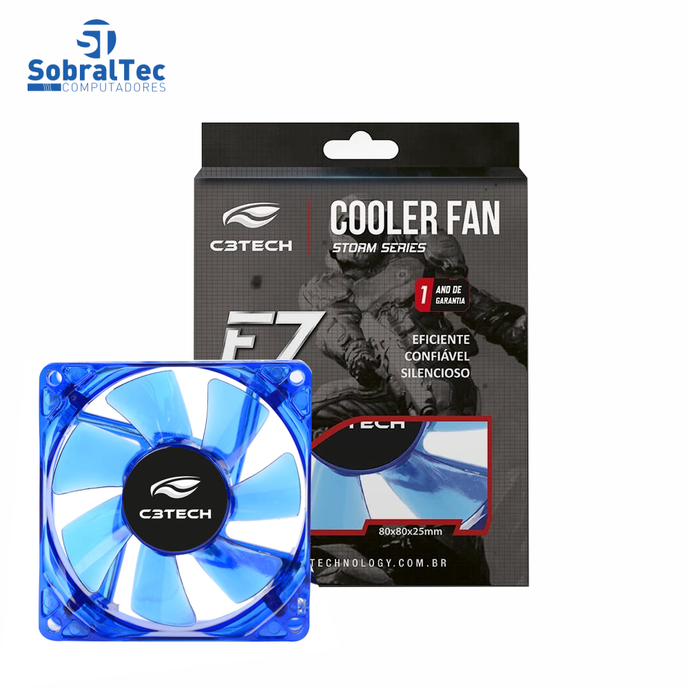 Cooler Fan Azul Storm 8Cm LED C3Tech F7-L50BL