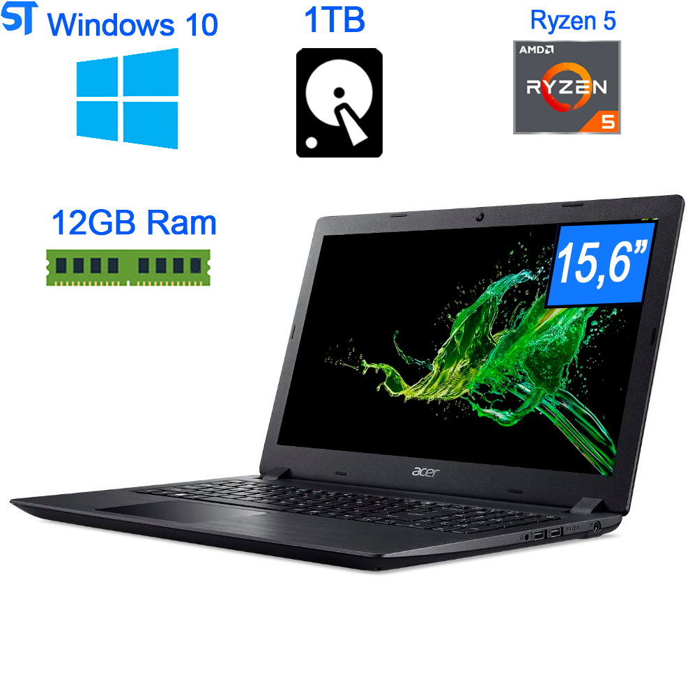 Notebook Acer Aspire 3 A315-42-R1B0 AMD Ryzen 5, Memória 12GB ,HD 1TB Tela 15,6 Win10