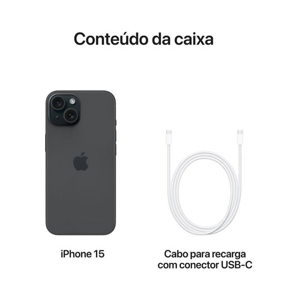 iPhone 15 Apple 256GB, Preto Tela de 6,1