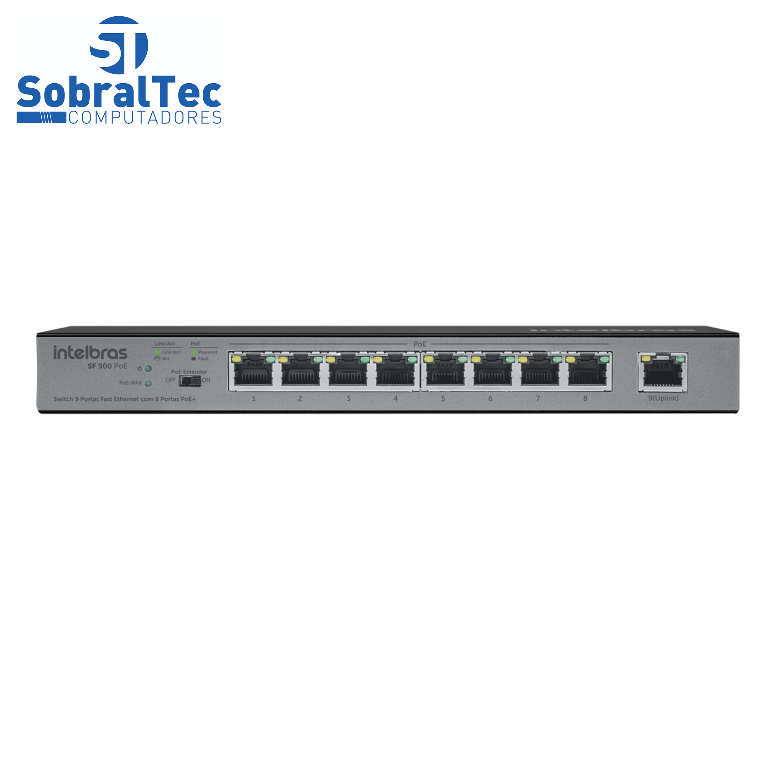 Switch 9 Portas 9P Fast Com 8 Portas POE+ SF 900 POE Intelbras