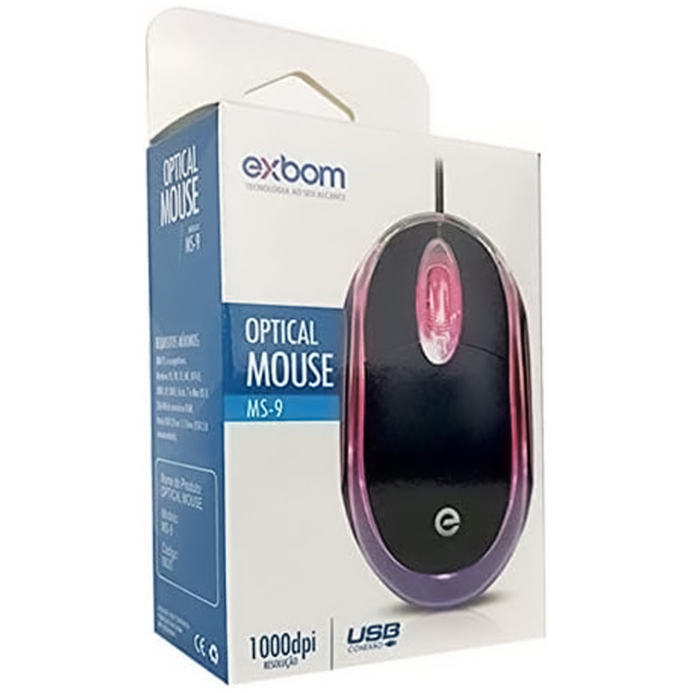 Mouse USB óptico com LED 03231 / EXBOM / MODELO: MS-9