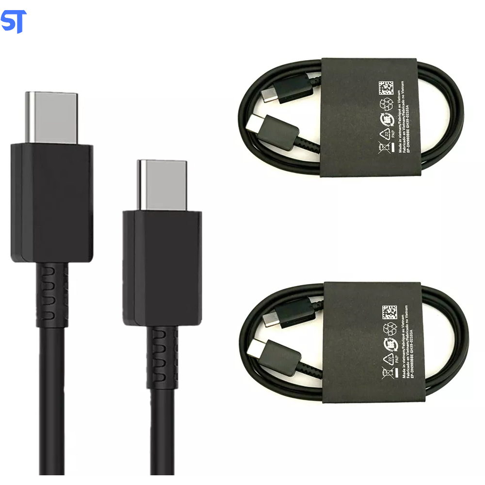Cabo USB Rápido Tipo C para Tipo C 25W 2.4A - Preto 1 metro