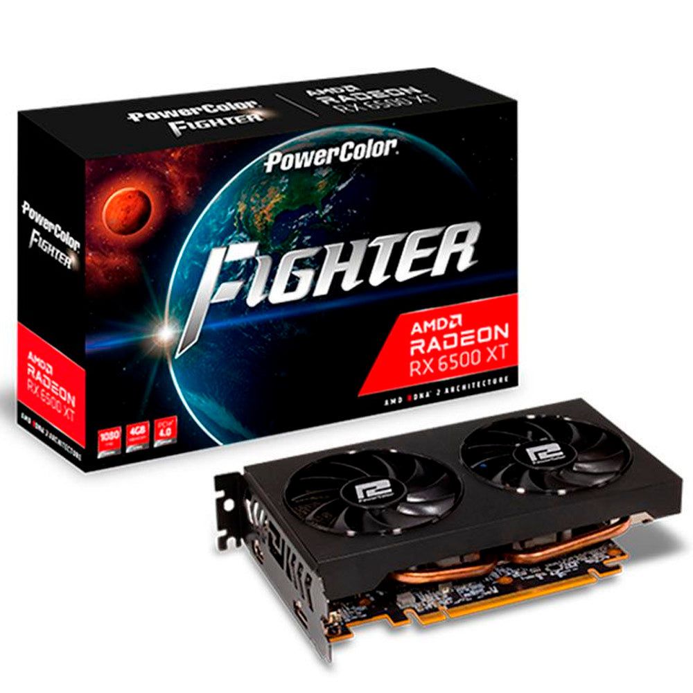 Placa de Video 4GB PowerColor Radeon RX 6500 XT Fighter Oc, GDDR6, 64-bit, Axrx-6500xt-4gbd6-dh/oc