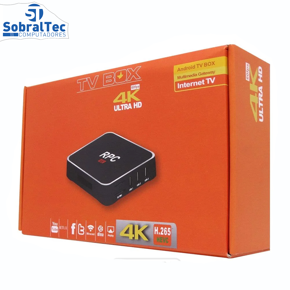TV Box RPC 8K 32GB / Memória RAM 4GB / Android 9.0 - Preto