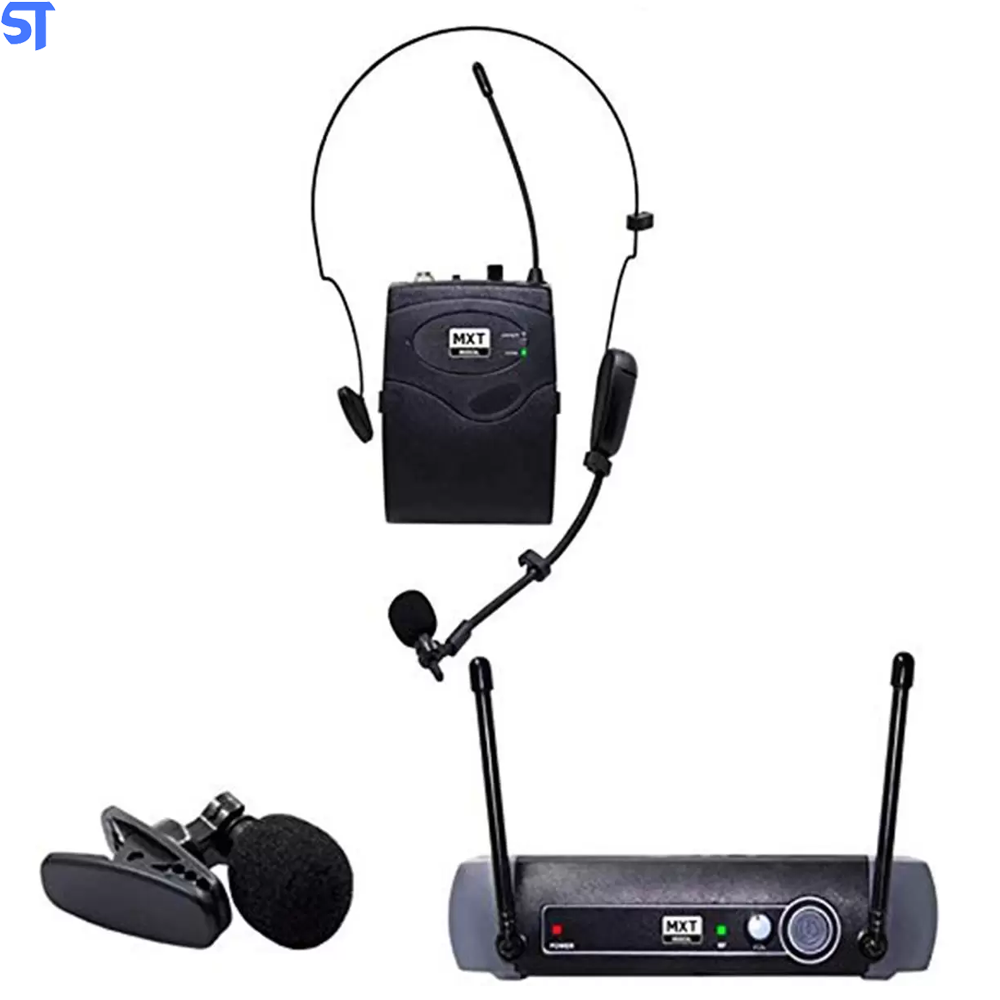 Microfone Lapela Sem Fio Headset MXT Uhf-10bp Profissional