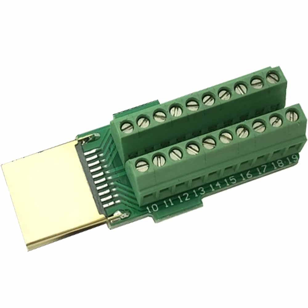 Plug Jack HDMI Fast Click Gold 19 pinos 1.6mm Banhado a Ouro