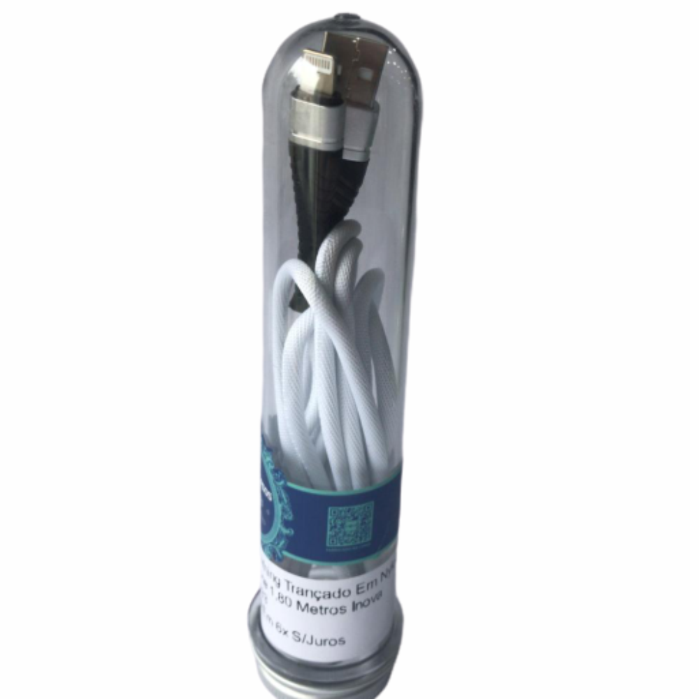 Cabo Lightning Trançado Em Nylon Tubo Para Iphone 1,80 Metros Inova