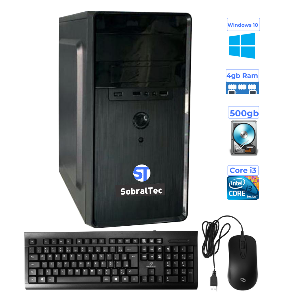 Computador Completo Core i3 - H61- Hd de 500 Gb-Memória de 4 Gb Monitor de 15, Tec/Mouse , Som e Estabilizador Windows 1