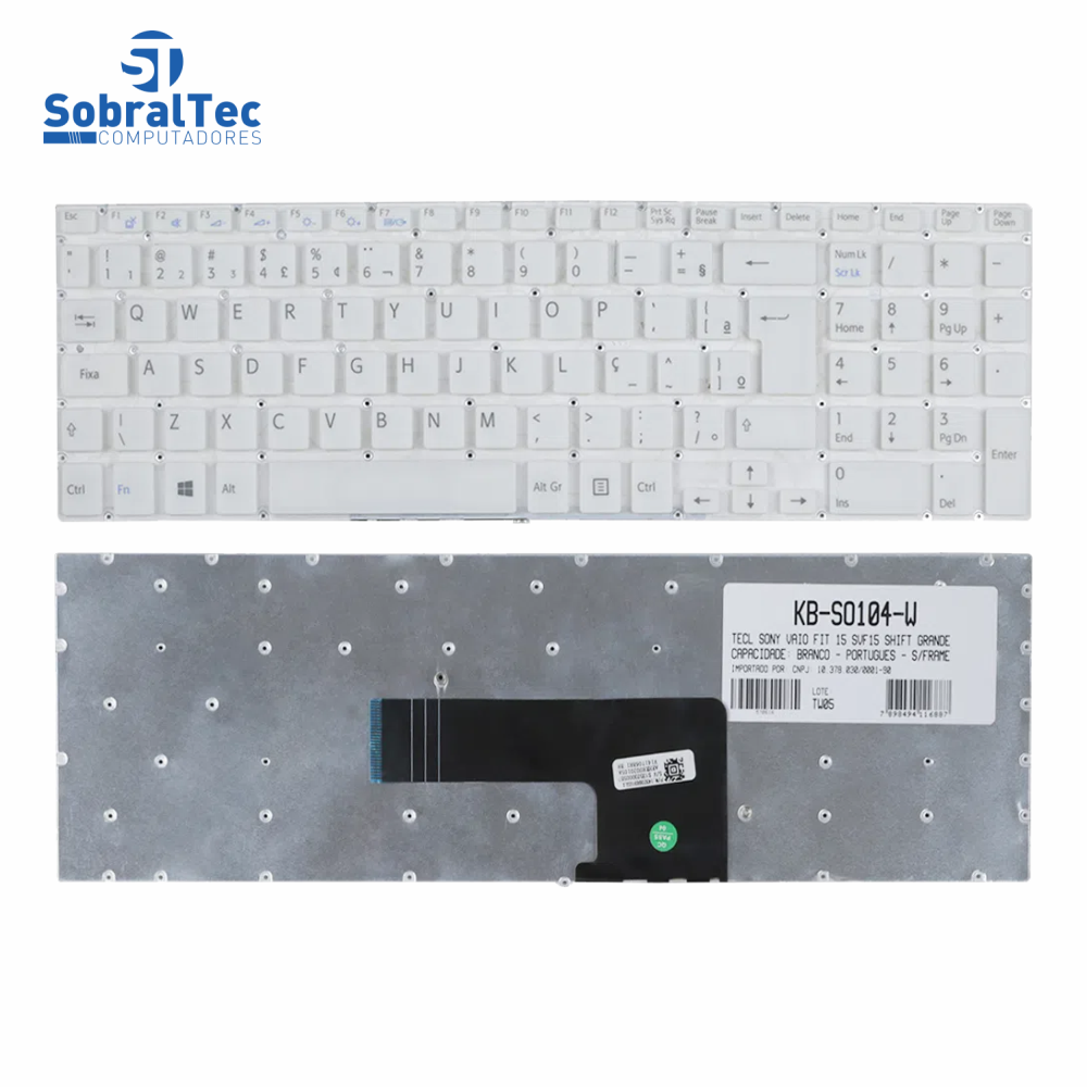 Teclado Para Notebook Sony Vaio Svf15213cbw Svf152c29x Branco Br Ç