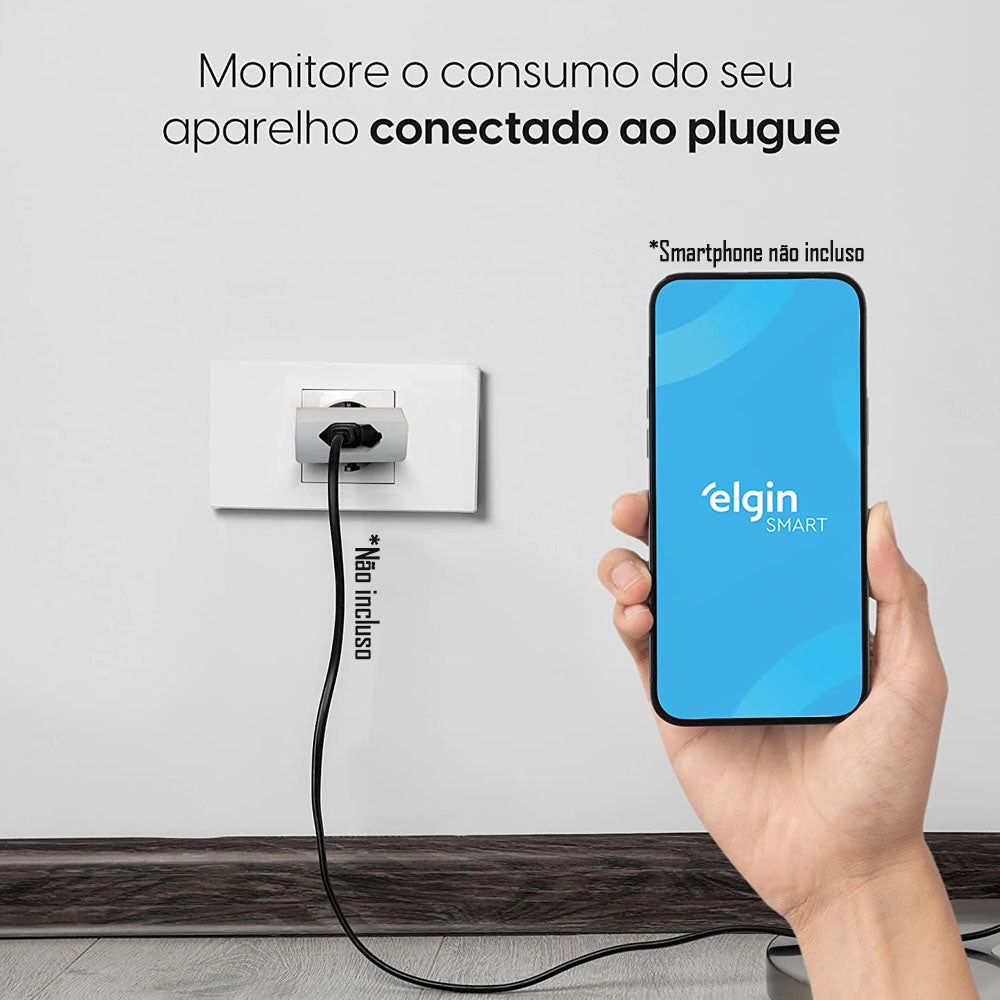 Plugue de Tomada Inteligente Wi-Fi Elgin 3 Pinos, 10A Elgin 48PLUGWIFI10 Compatível Com Alexa e Google Home