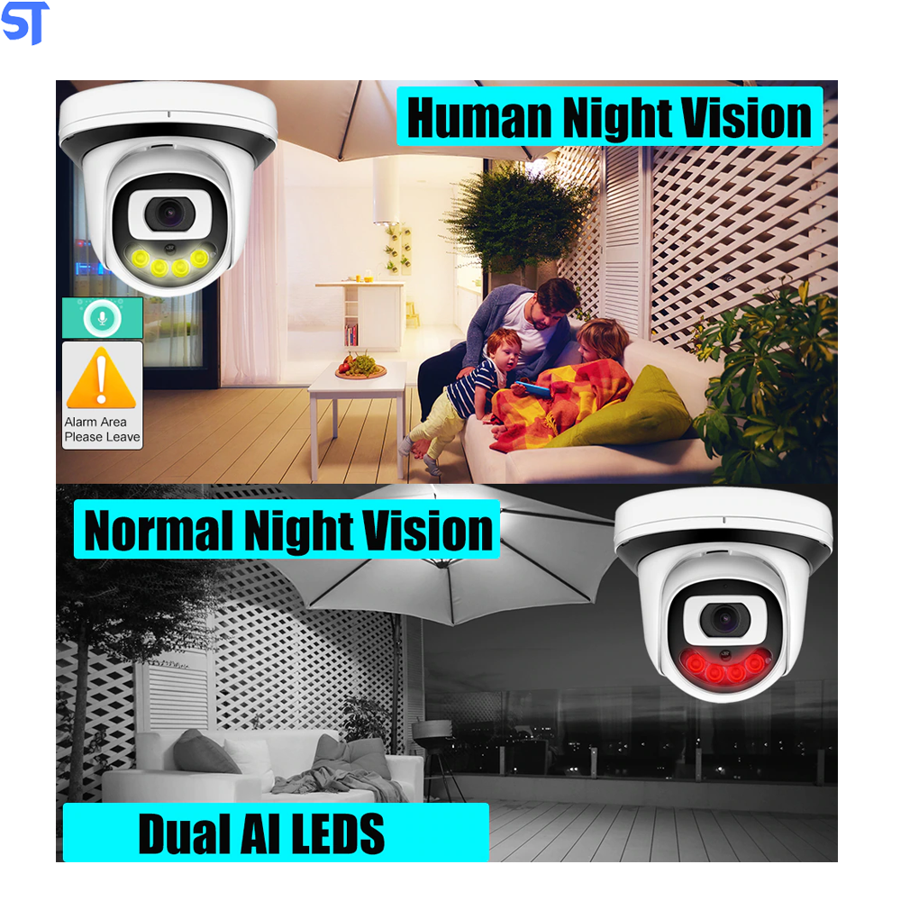 Câmera Dome de Segurança IP 3MP 2k FHD Com Detecção de Movimento e Visão Noturna