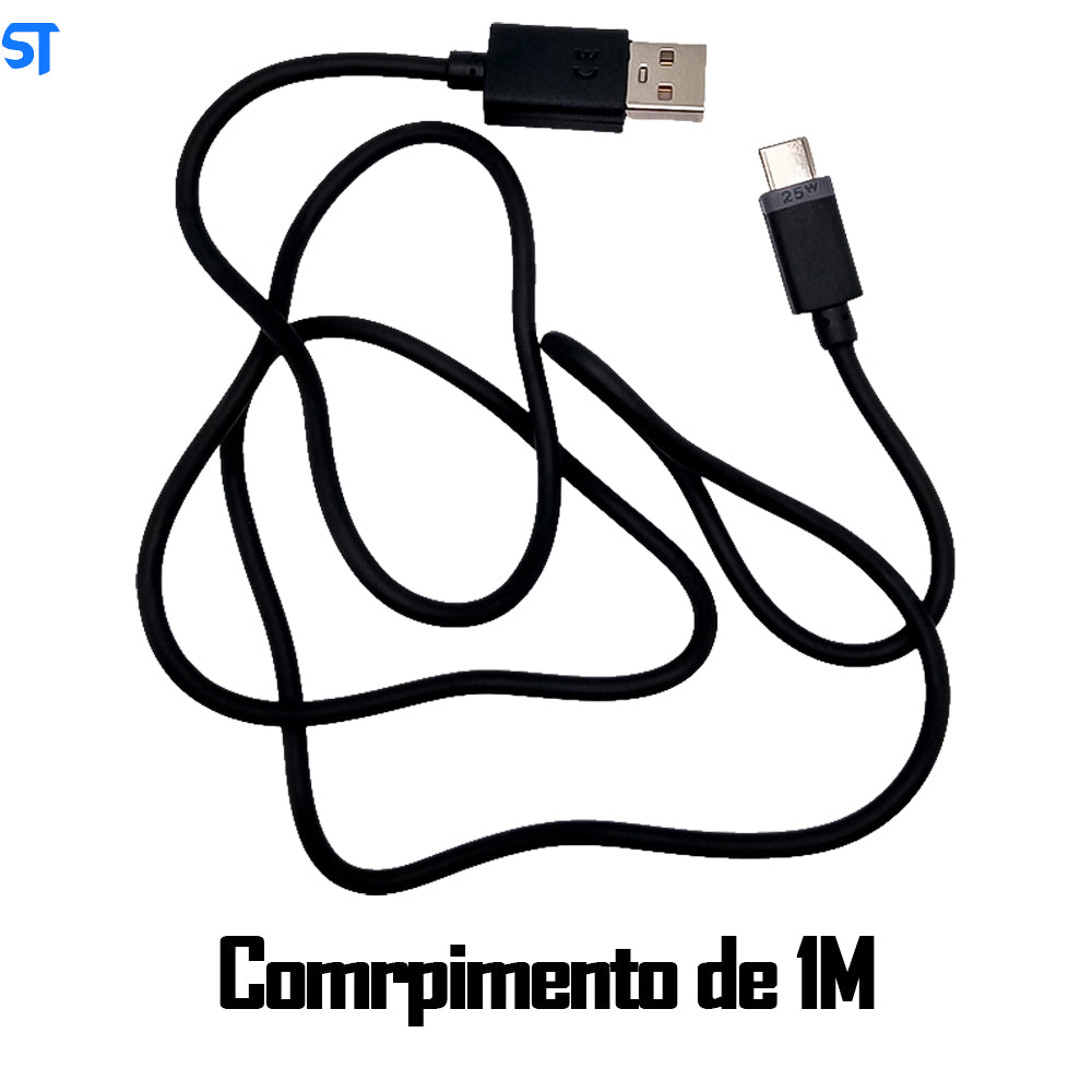 Cabo Motorola Carregamento Rápido Turbo USB á Tipo C 25W - Preto - Caixa Vermelha