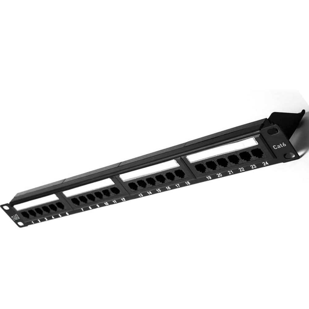 Patch Panel 24 Portas CAT6 Sem Guia LA-P624 PlusCable Preto