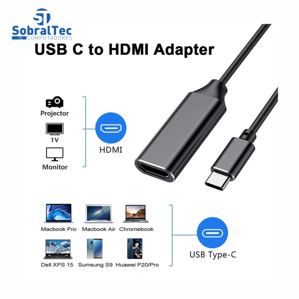 Adaptador Usb Tipo C Macho Para Hdmi Fêmea  4K