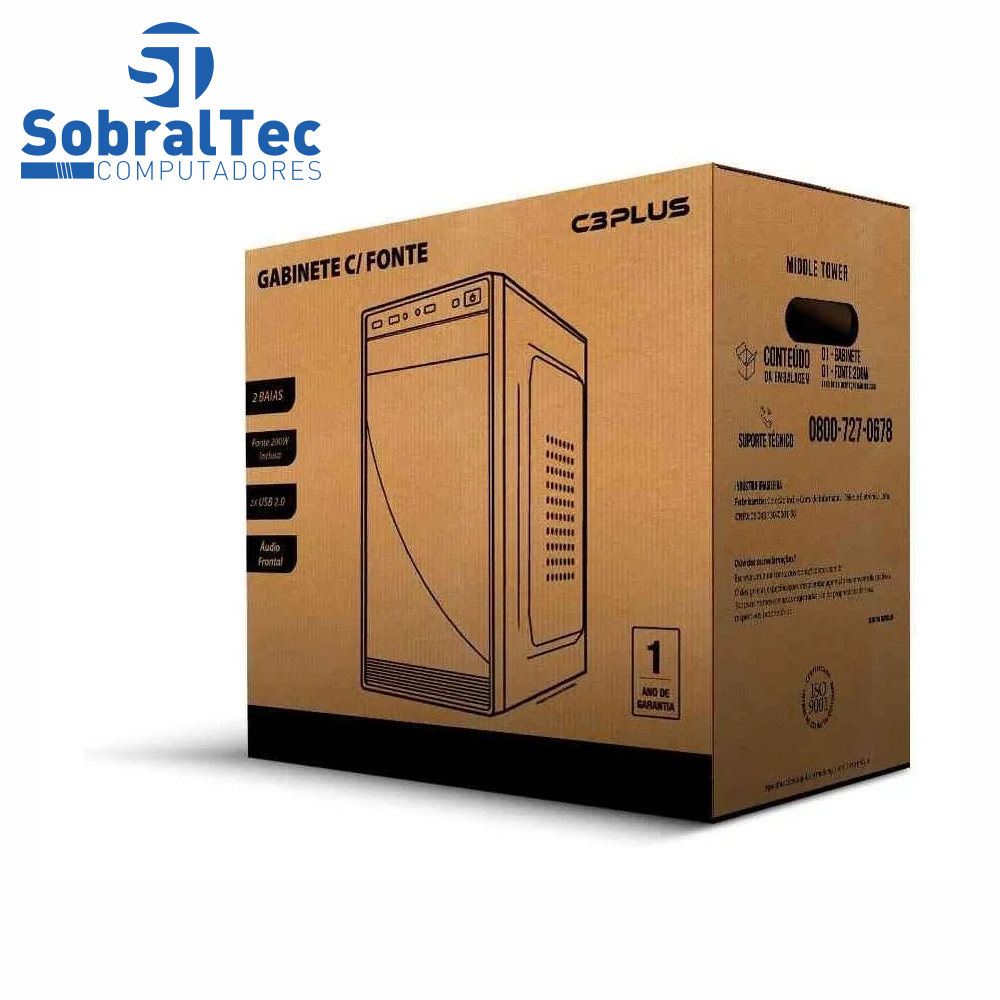 Gabinete Micro-ATX MT-11BK Com Fonte 200W C3Plus