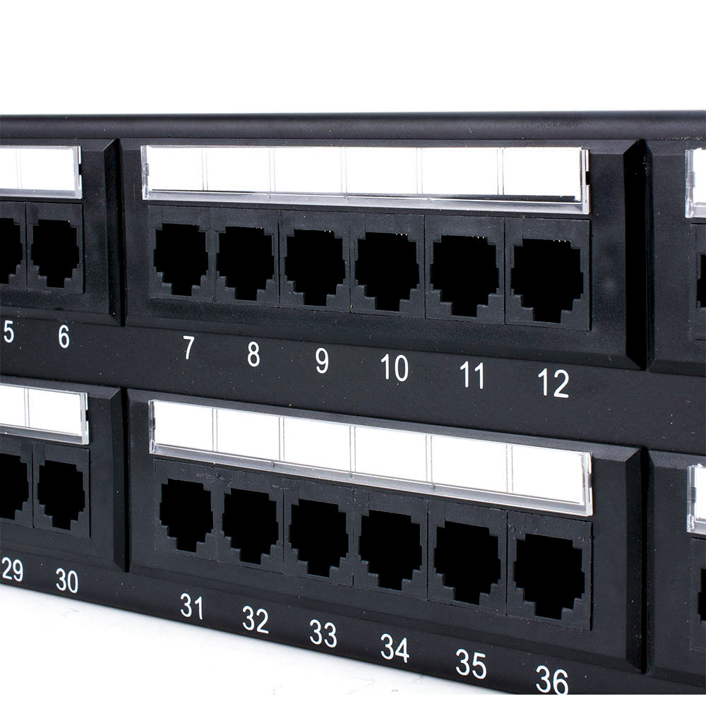 Patch Panel Plus Cable, CAT6, 48 Portas, com Guia, CAT.6, Preto - LA-P648- Plus Cable
