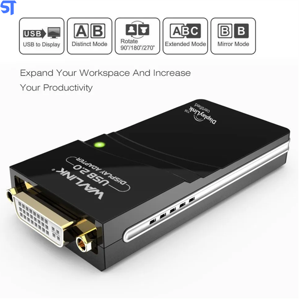 Adaptador De Vídeo Usb 2.0 X Vga Dvi Hdmi Multi Display Uga - Wavlink