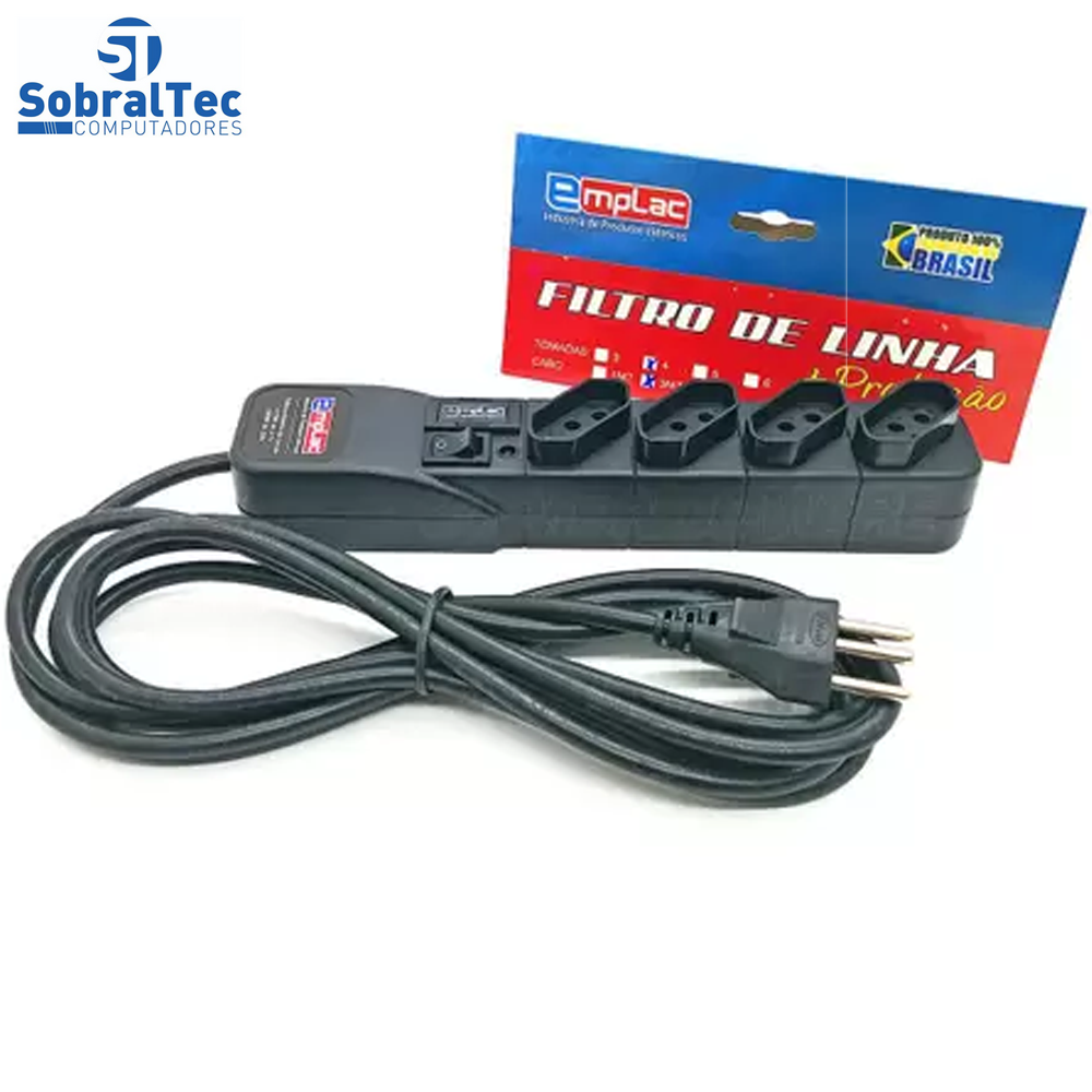 Protetor Eletrico Super Premium 4 Tomadas 3 Metros Emplac