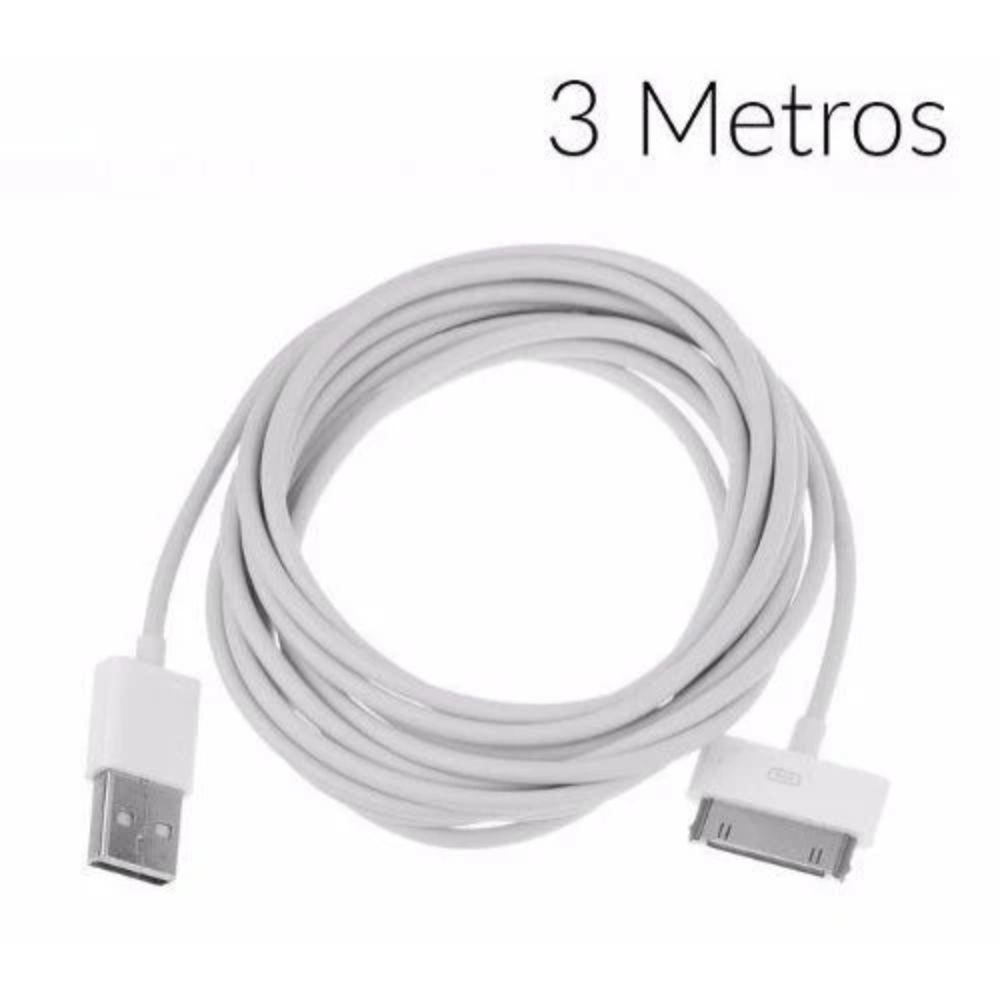 Cabo Iphone Usb Para Dock 30 Pinos Branco 3 Metros Ecooda EC-568-4G