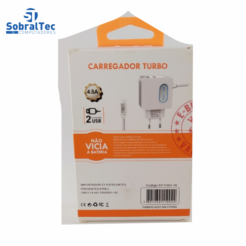 Carregador Turbo Ecooda  4.8A - EC11002-V8