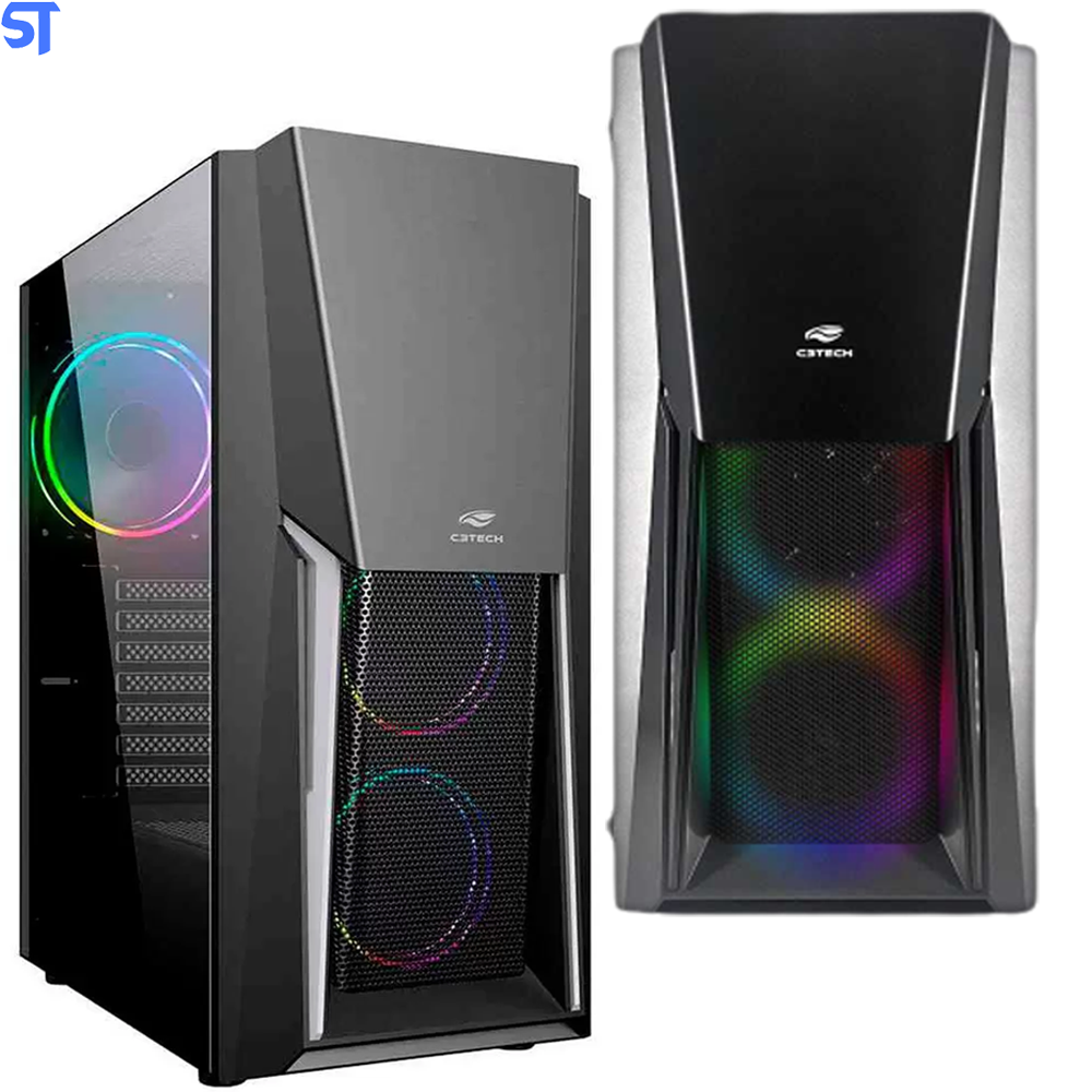 Gabinete Gamer C3Tech MT-G670SBK Mid Tower RGB com FAN Lateral em Vidro - MT-G670SBK