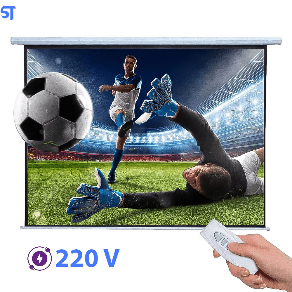 Projetor HD 2000 Lumens Goldentec GT2000 | Com Tela de Projeção Elétrica 150x200cm 220V GT