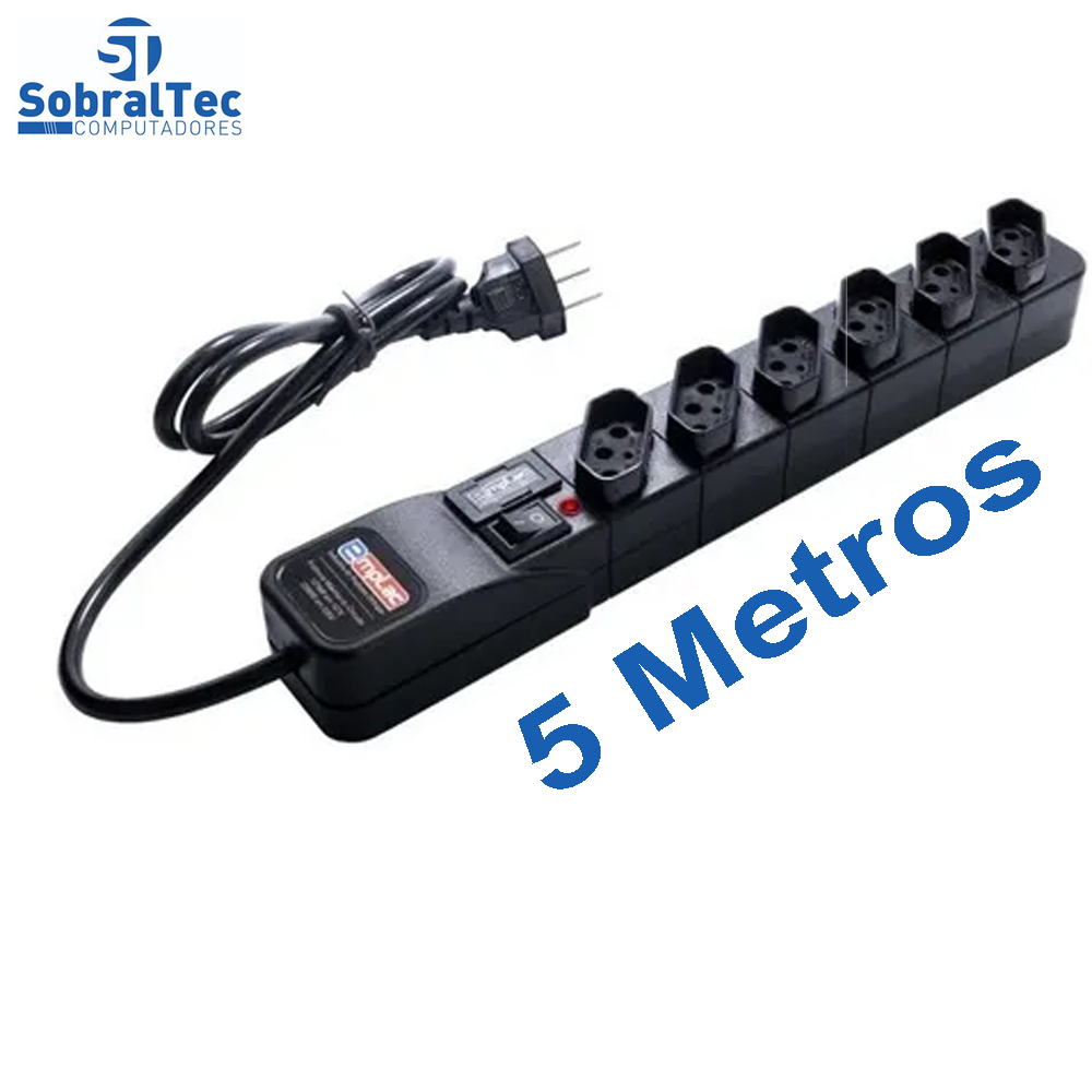 Protetor Eletrico Super Premium 6 Tomadas 5 Metros Emplac