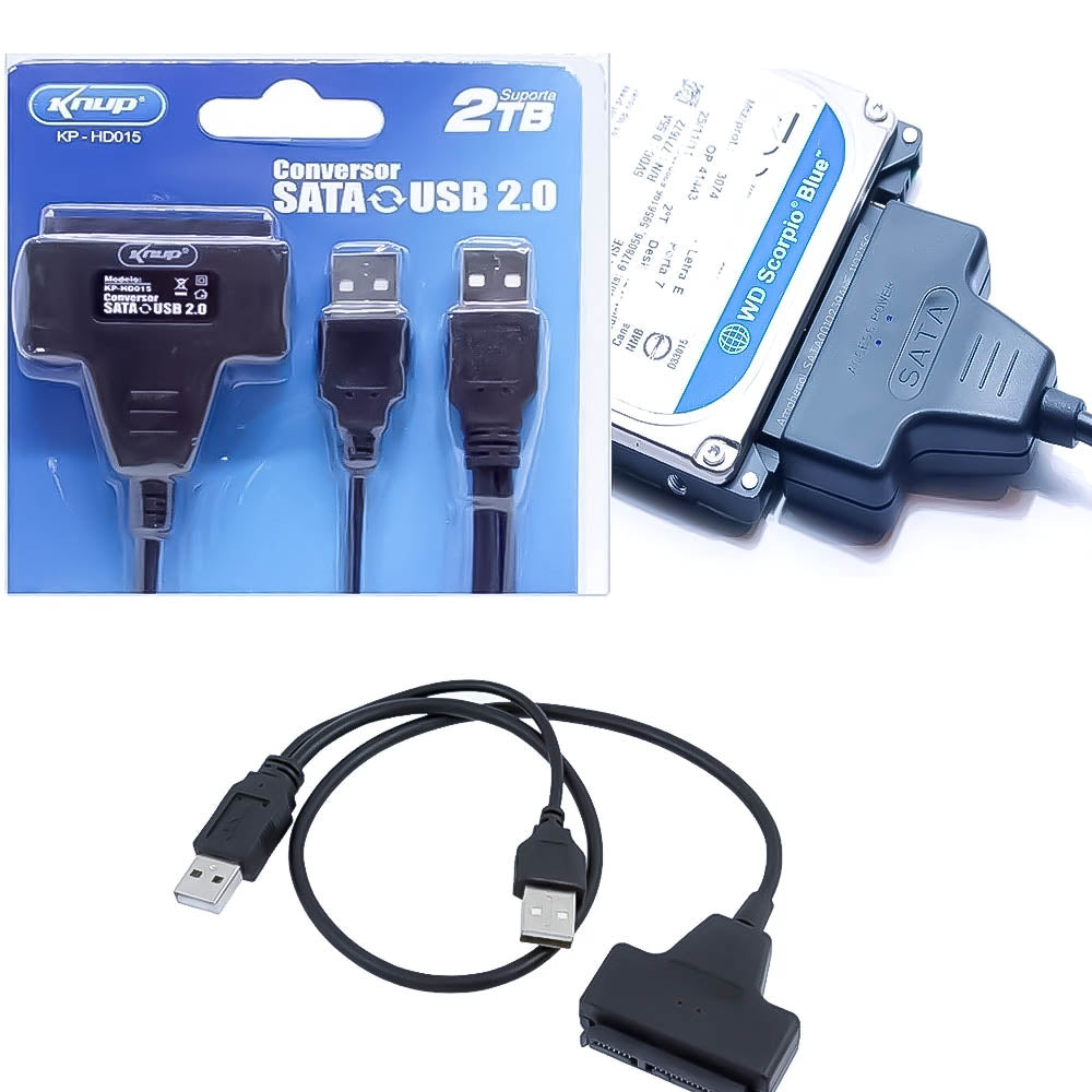 Adaptador Sata para Usb 2.0 HD de Notebook 2,5 ou 3,5 KP-HD015 - Knup