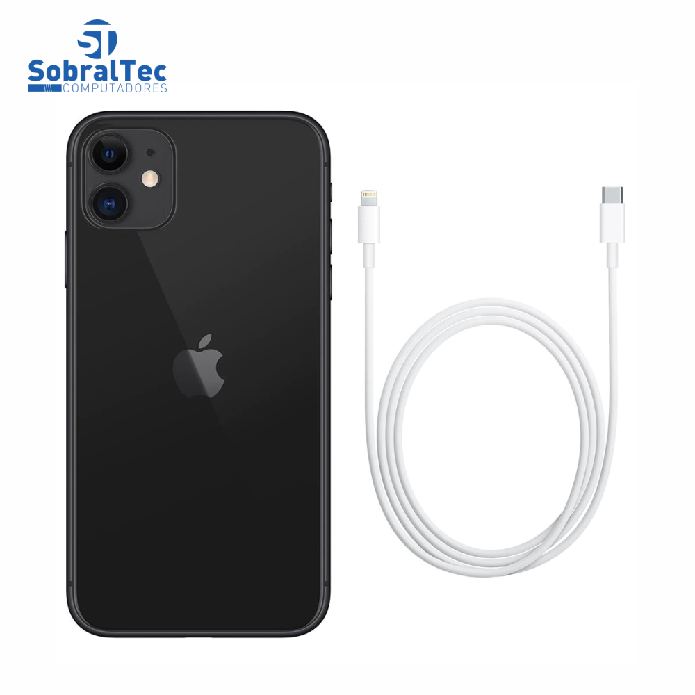 iPhone 11 Apple 64GB Preto, Tela de 6,1”, Câmera Dupla de 12MP, iOS- MHDA3BR/A